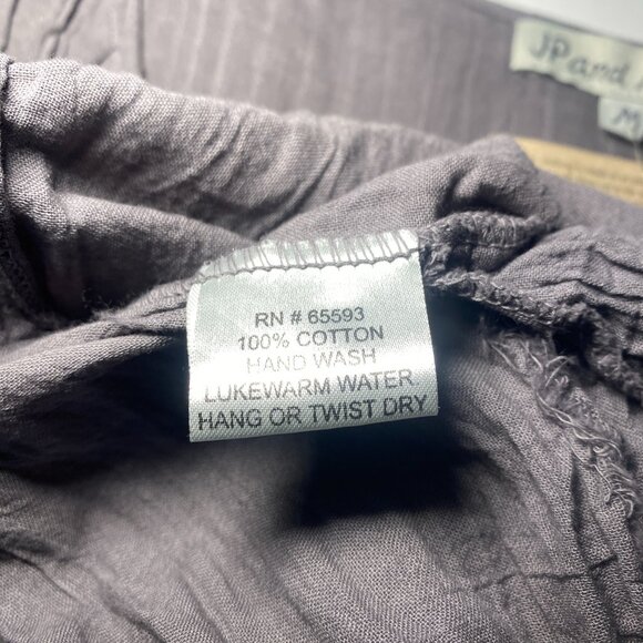 JP and Mattie Gray Peasant Dress Womens M Boho Cotton Crinkly Pockets Swing NWT - Picture 6 of 11